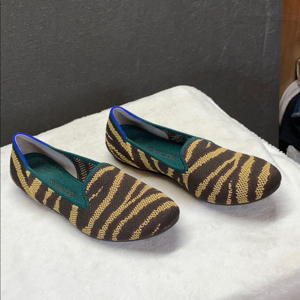 Rothy's Zebra Patterned Flats in Brown and Yellow - Picture 1 of 8